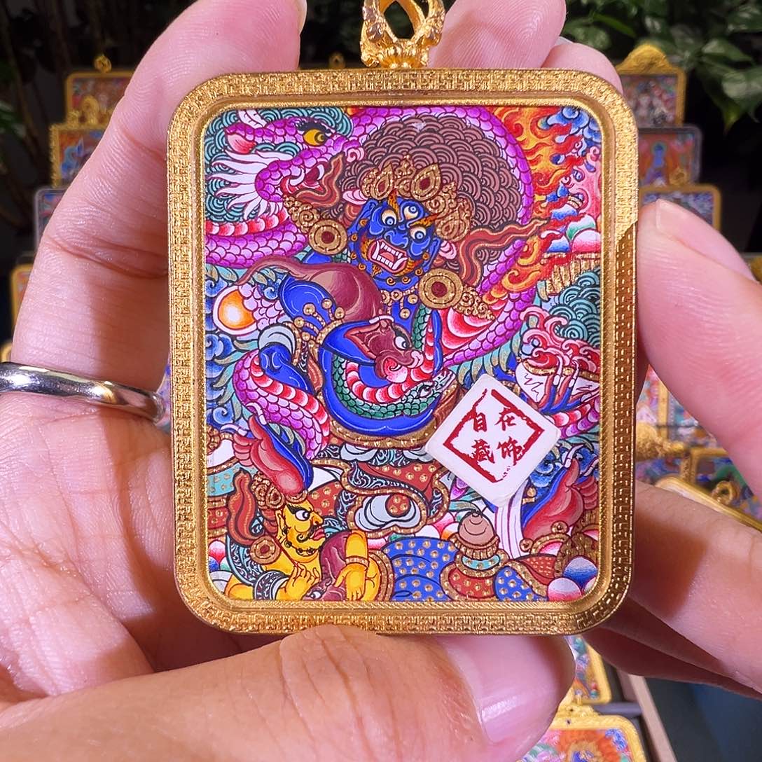 吊坠黑财热贡纯手绘唐卡