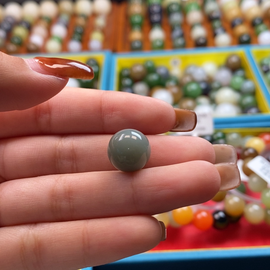 和田玉未镶嵌珠宝奇石福利瓷蓝单珠z12（有棉