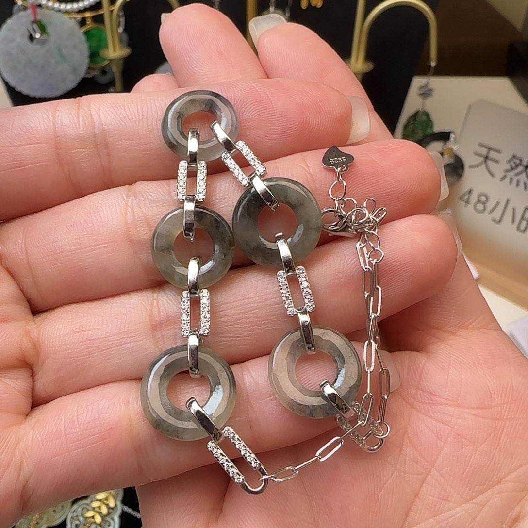 银S925镶嵌手链翡翠手链