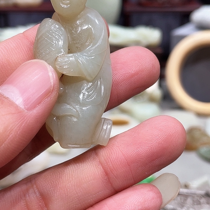 鹿骨把件李*童子把件 雕刻精美