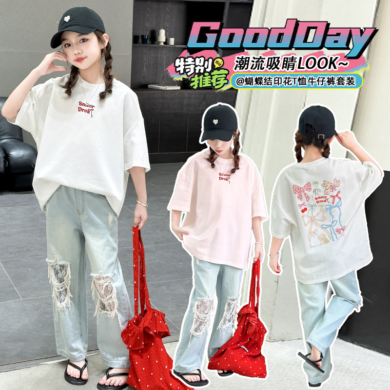 女童短袖T恤夏季2025新款女孩韩系穿搭夏装体恤儿童洋气时髦上衣t