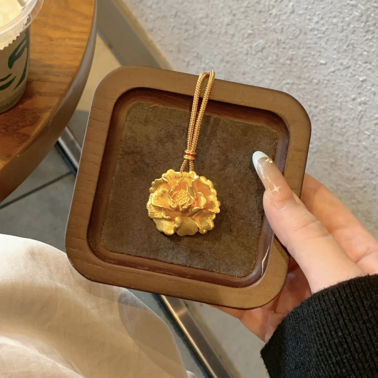 铜合金项链 铜合金国潮立体雕花牡丹花精美时尚百搭项链