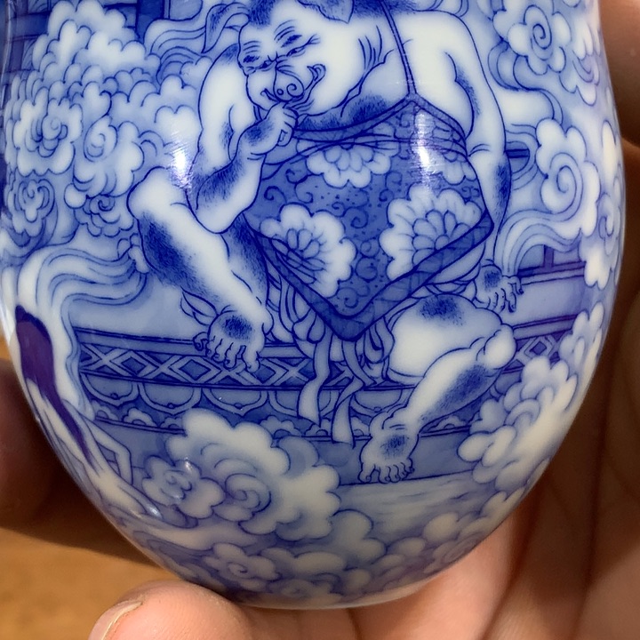 晓竹窑青花嘻戏盘丝洞