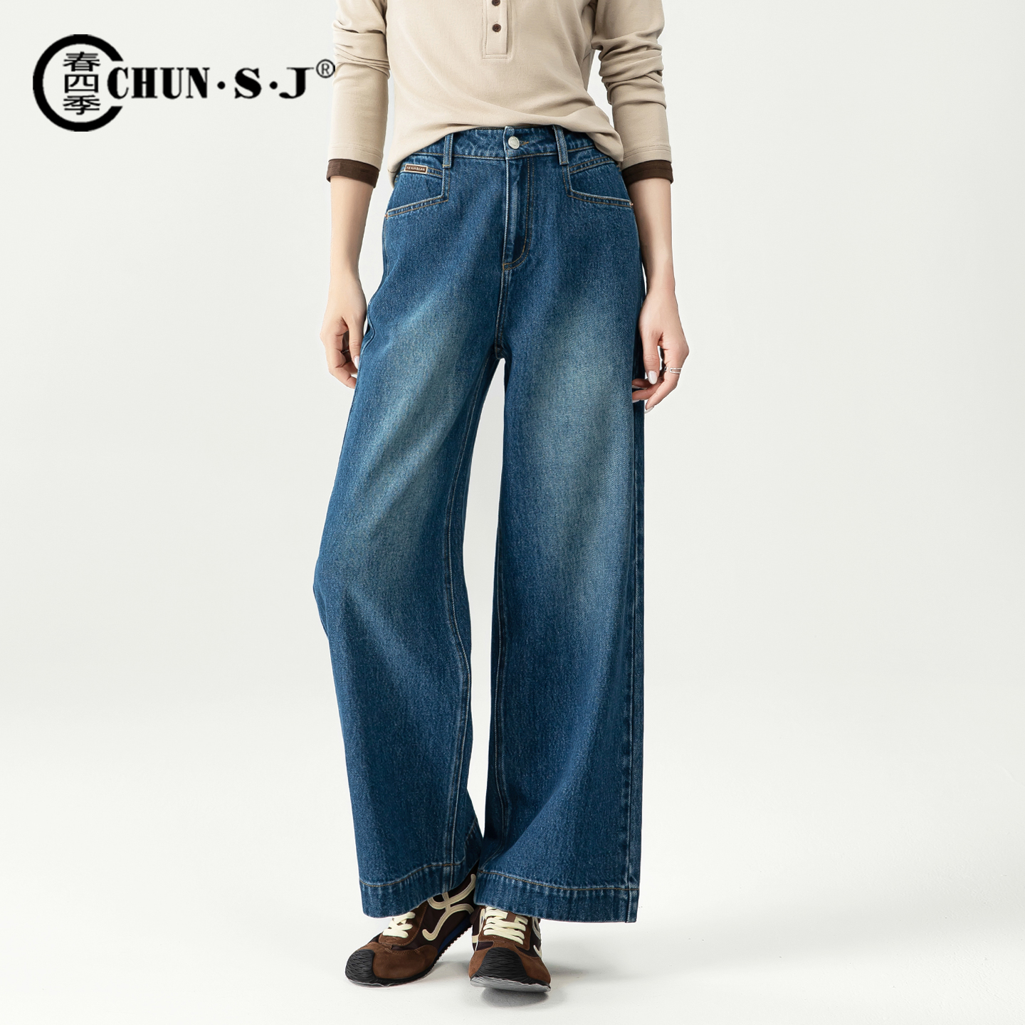 冬季新款版型超好看的加绒裤子A版阔腿牛仔裤女2025宽松直筒女裤