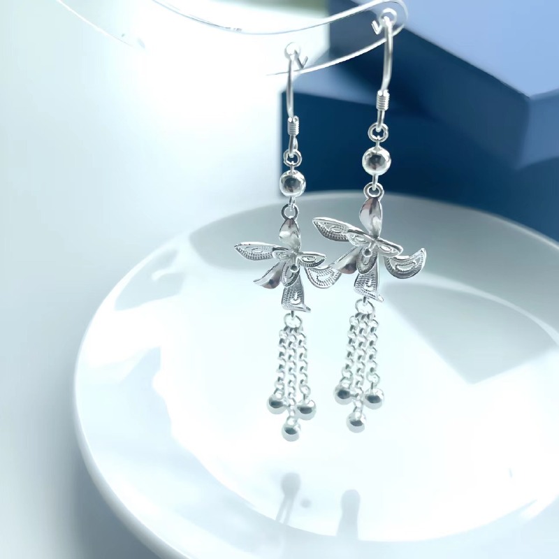 足银耳饰 花丝花朵耳钩古风气质超仙精美长款百搭纯手工节日礼物