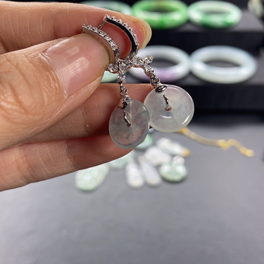 翡翠未镶嵌耳饰天然翡翠