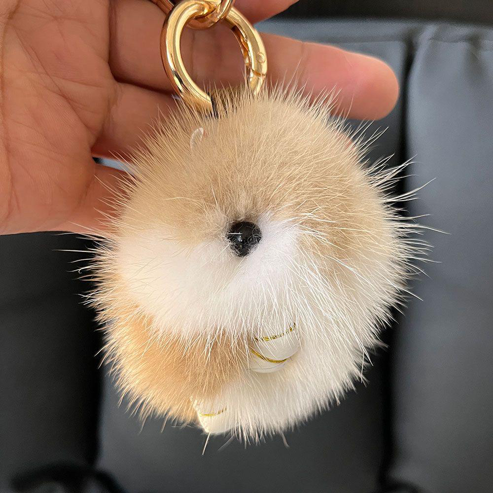 真水貂毛可爱小仓鼠汽车钥匙扣挂件皮草包包挂饰毛绒卡通玩偶公仔