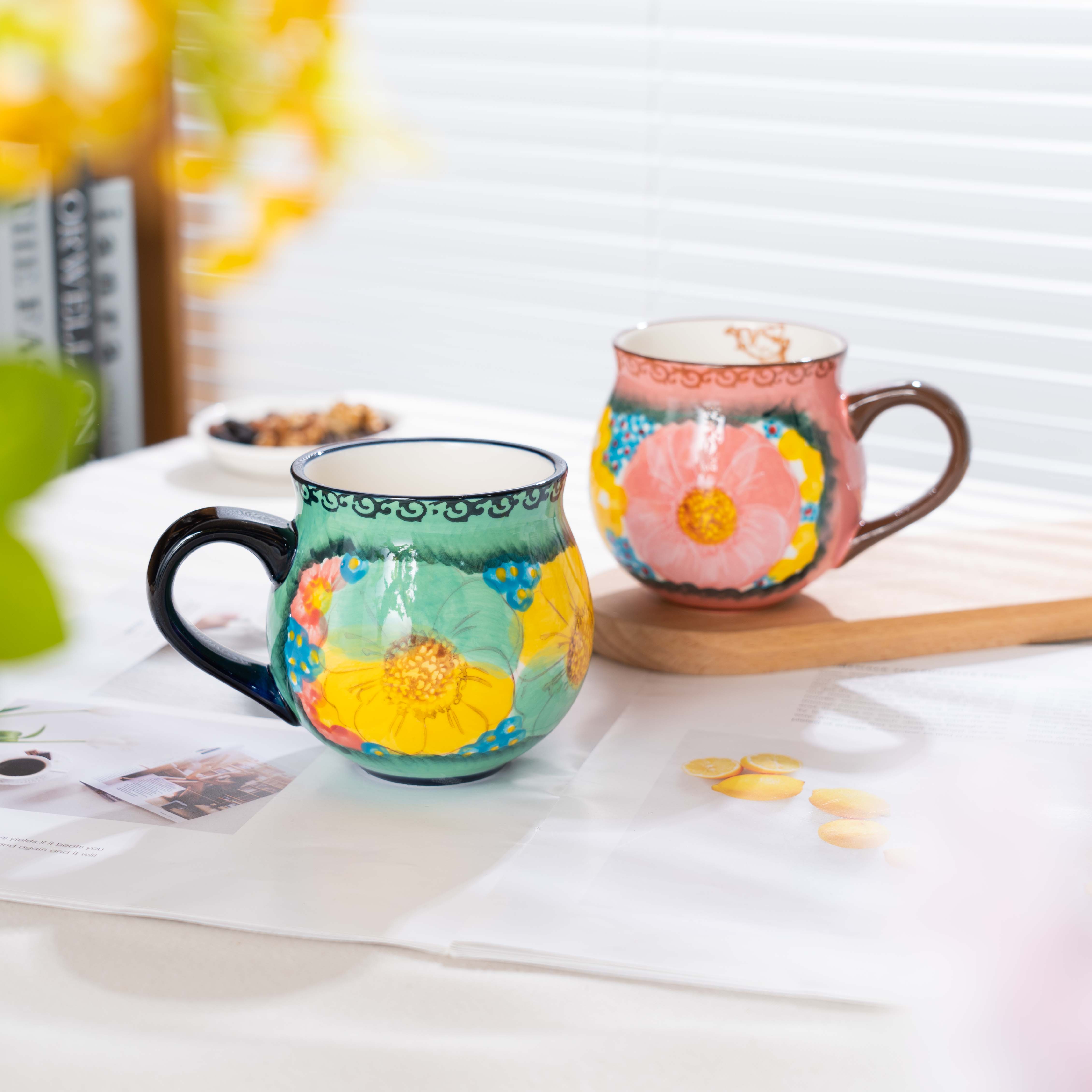 【西里西亚专属】手绘樱花雪月/碧海苍田-300ml嘟嘟杯两个装