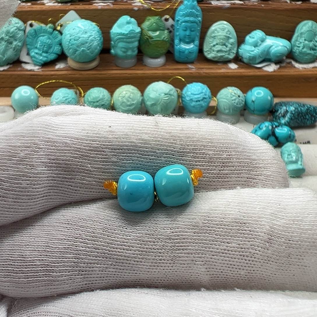 绿松石老型对珠 未镶嵌