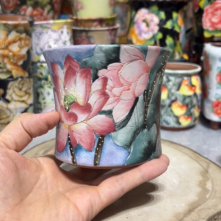 景德镇红陶精品手绘陶瓷