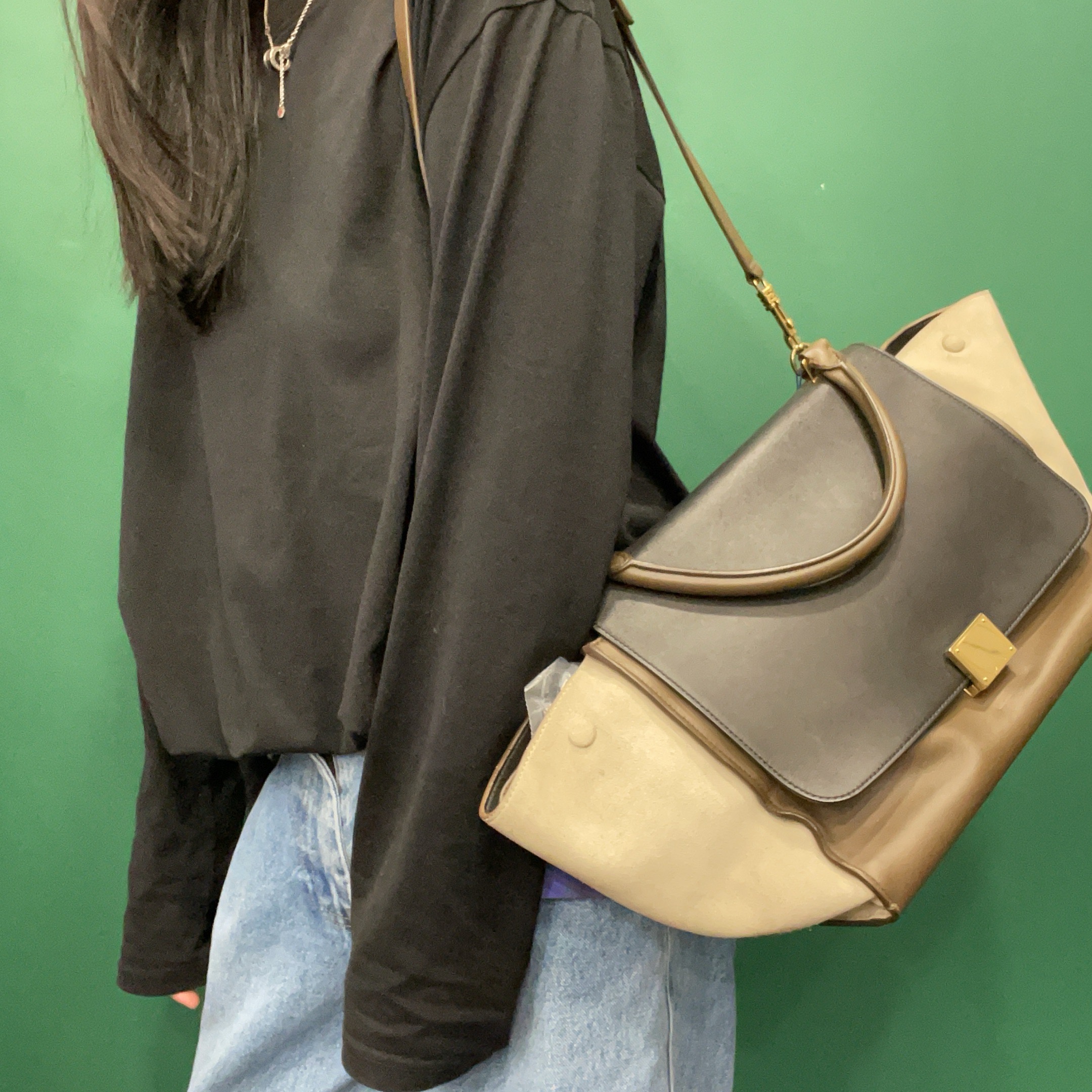 95新 Celine/思琳 【KK】 88 1229 黑色麂皮秋千单肩包