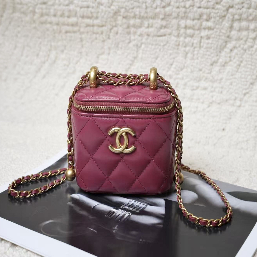 99新 Chanel/香奈儿 香奈儿双金珠小盒子粉色金扣（14578219）