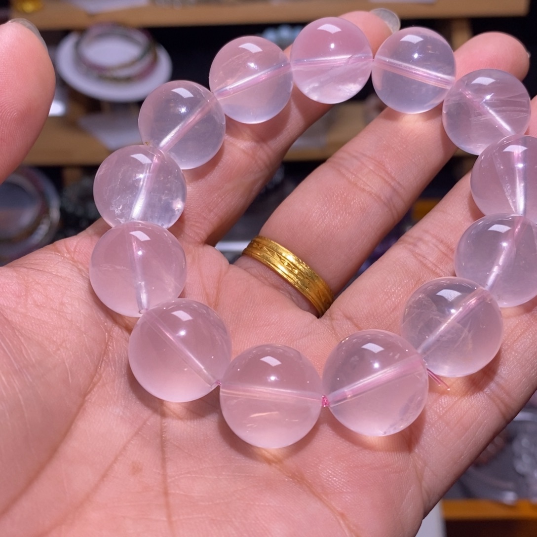 水晶未镶嵌手串14 六芒星光粉 17