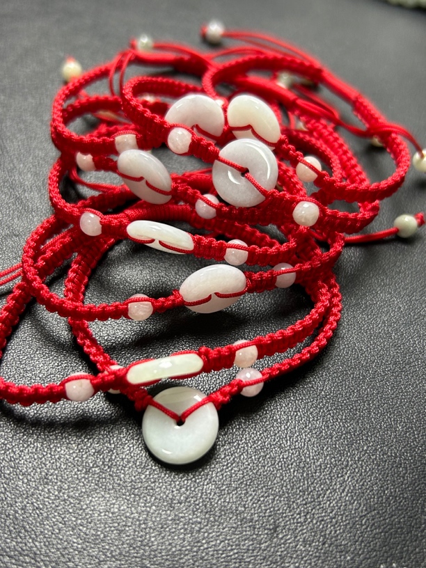 天然缅甸A货翡翠手工编织手绳12.8x2.8多样性发其一