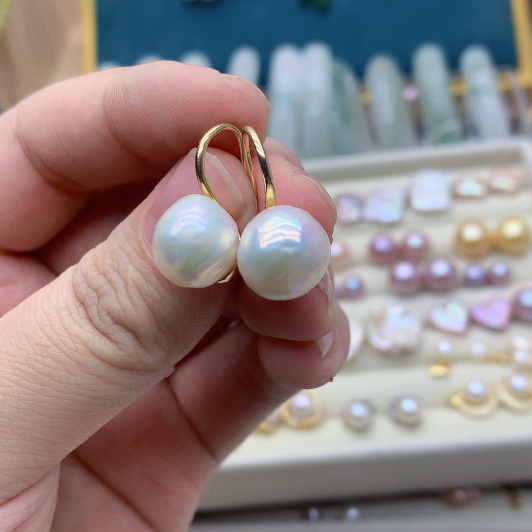 淡水珍珠耳饰银S925镶嵌