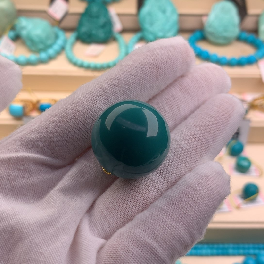 绿松石珠宝奇石未镶嵌24.8mm