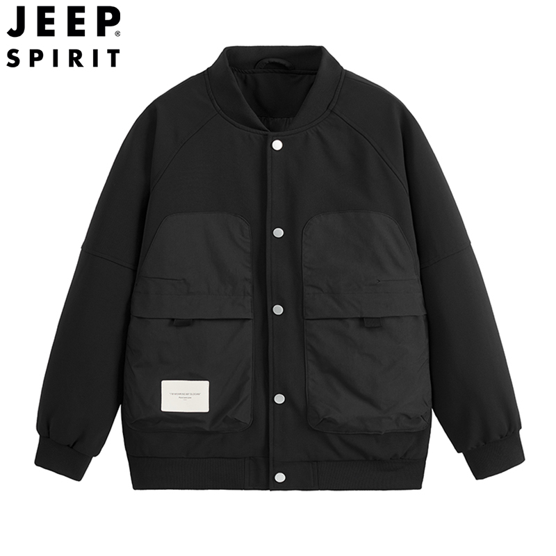 JEEP吉普新款夹克男棒球领秋冬夹克时尚休闲外套立体口袋防风夹克