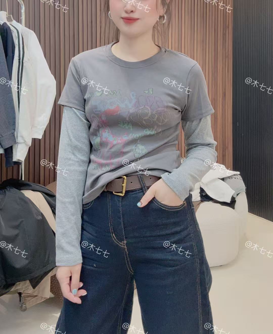 72577秋季印花套头长袖假两件