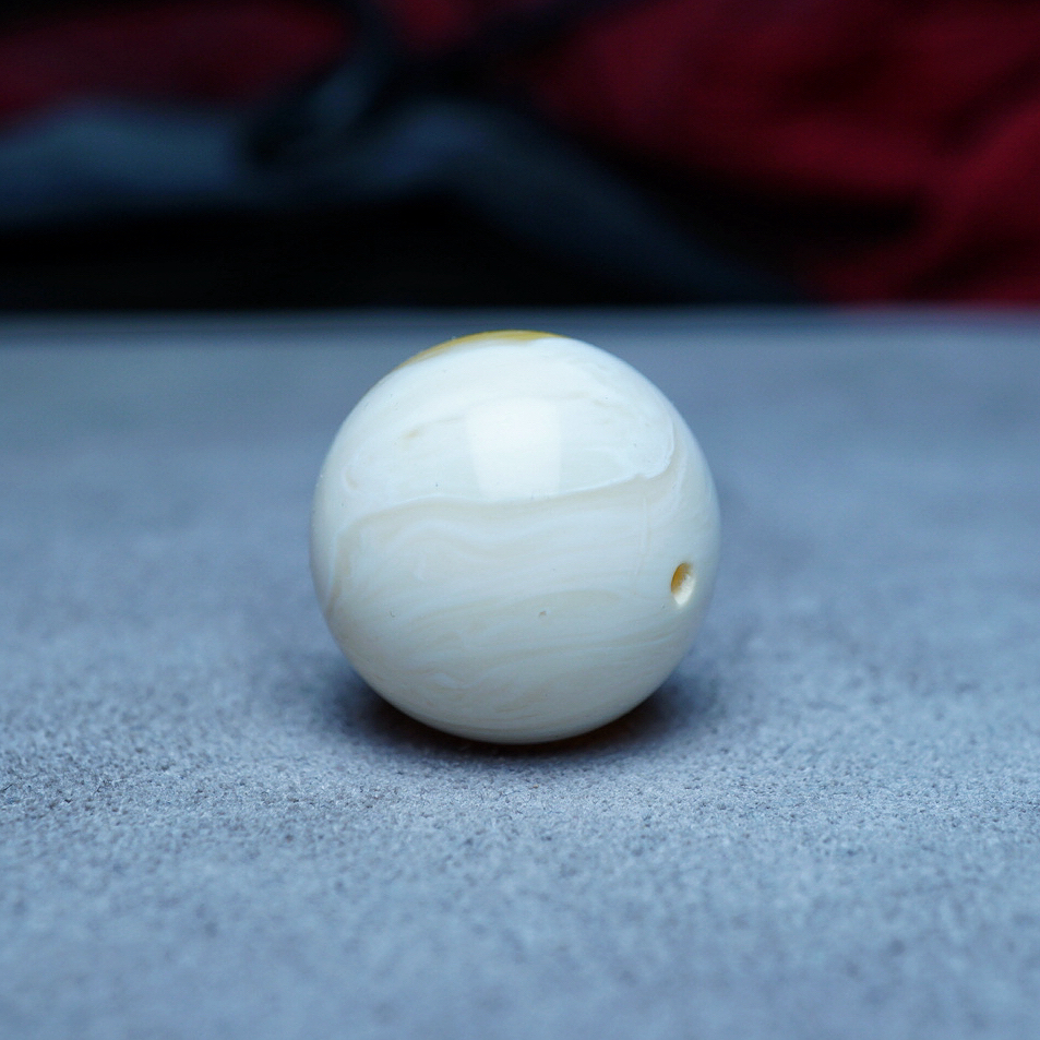 【段掌柜·19.2mm阴阳拉丝橙橘金瓷白瑕疵款】天然原矿琥珀蜜蜡圆珠