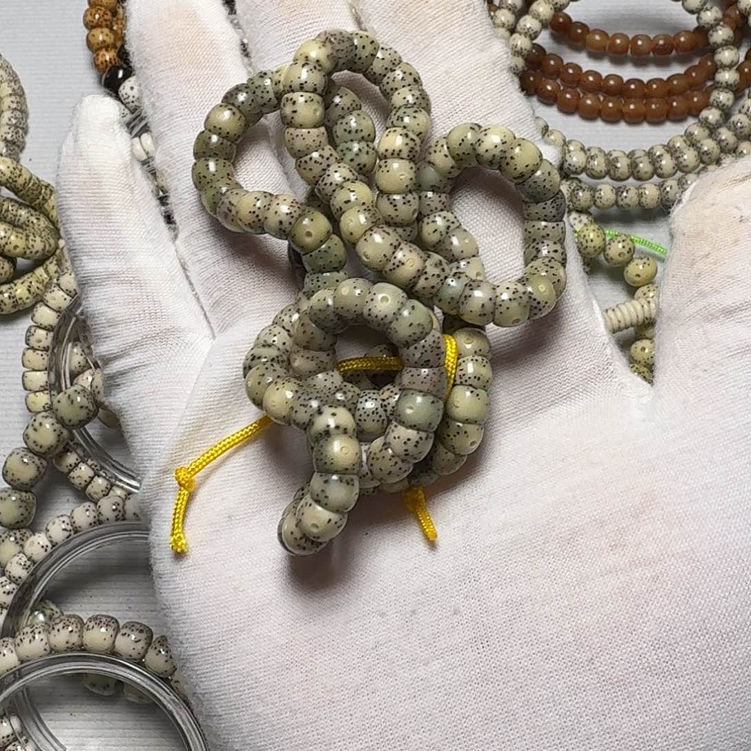 唐***朝手串星月菩提原生态石玉料糯冰卡7大肠