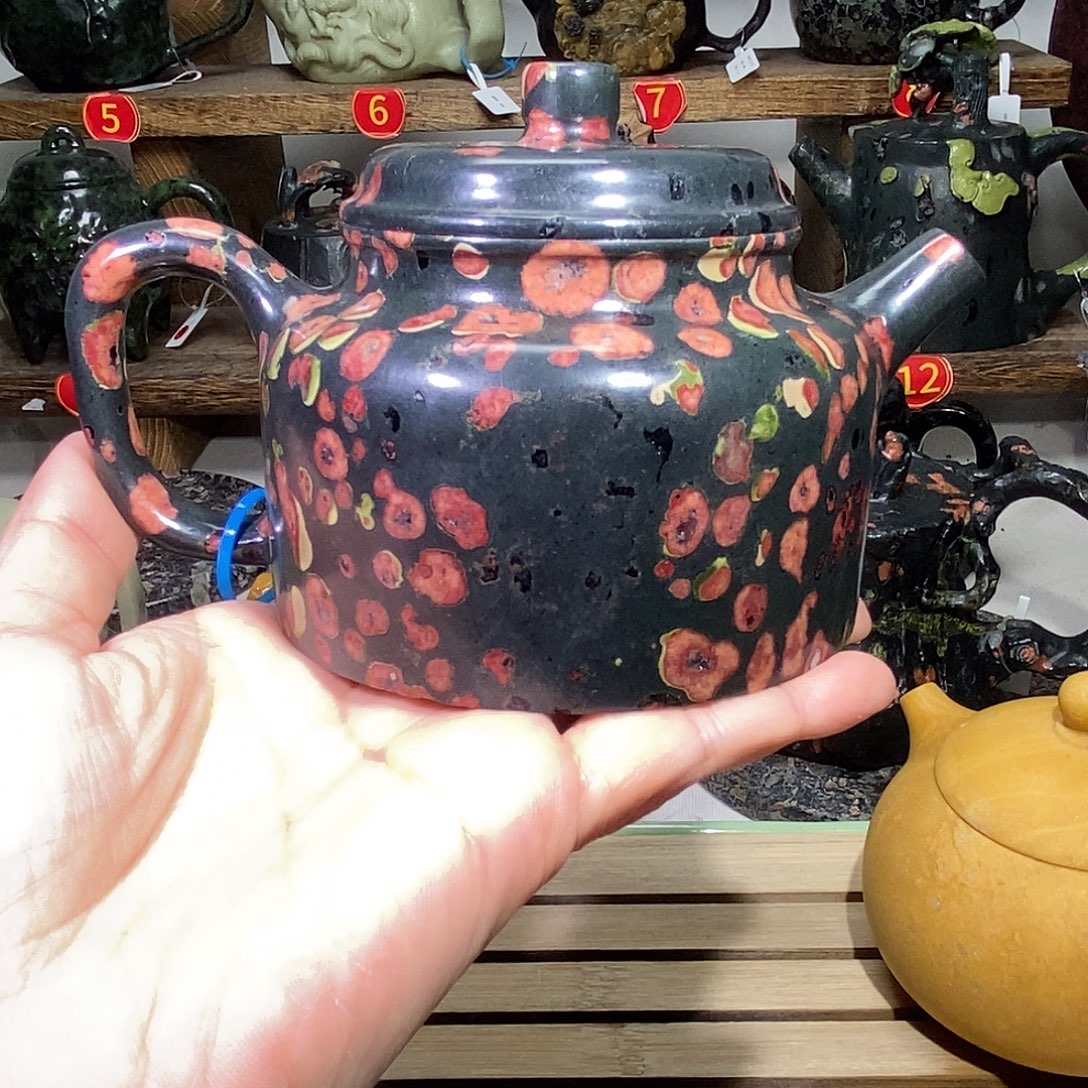 明***生安山玉梅花玉德仲壶微瑕