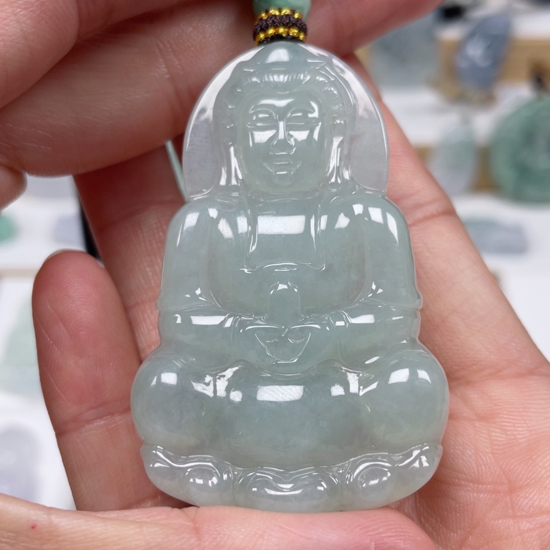 翡翠颈饰未镶嵌天然翡翠A货观音6号