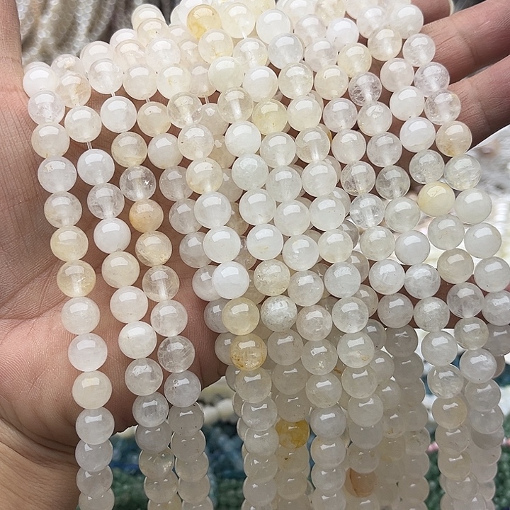 玛瑙/玉髓未镶嵌珠宝半成品2条8mm左右黄胶花