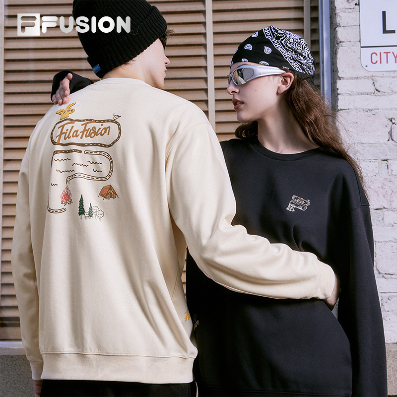 Fila/斐乐FUSION情侣春秋男女长袖潮酷宽松运动卫衣T11U333206F