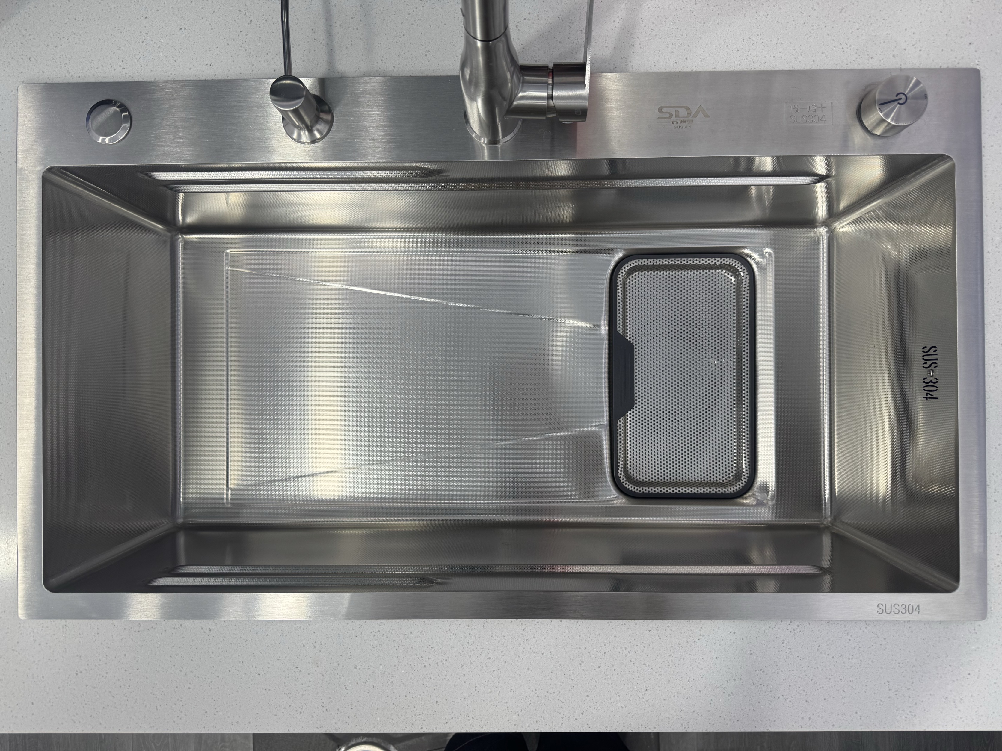 苏迪奥【基础款方形集渣网】5MMSUS304不锈钢大单槽洗菜盆（裸槽）