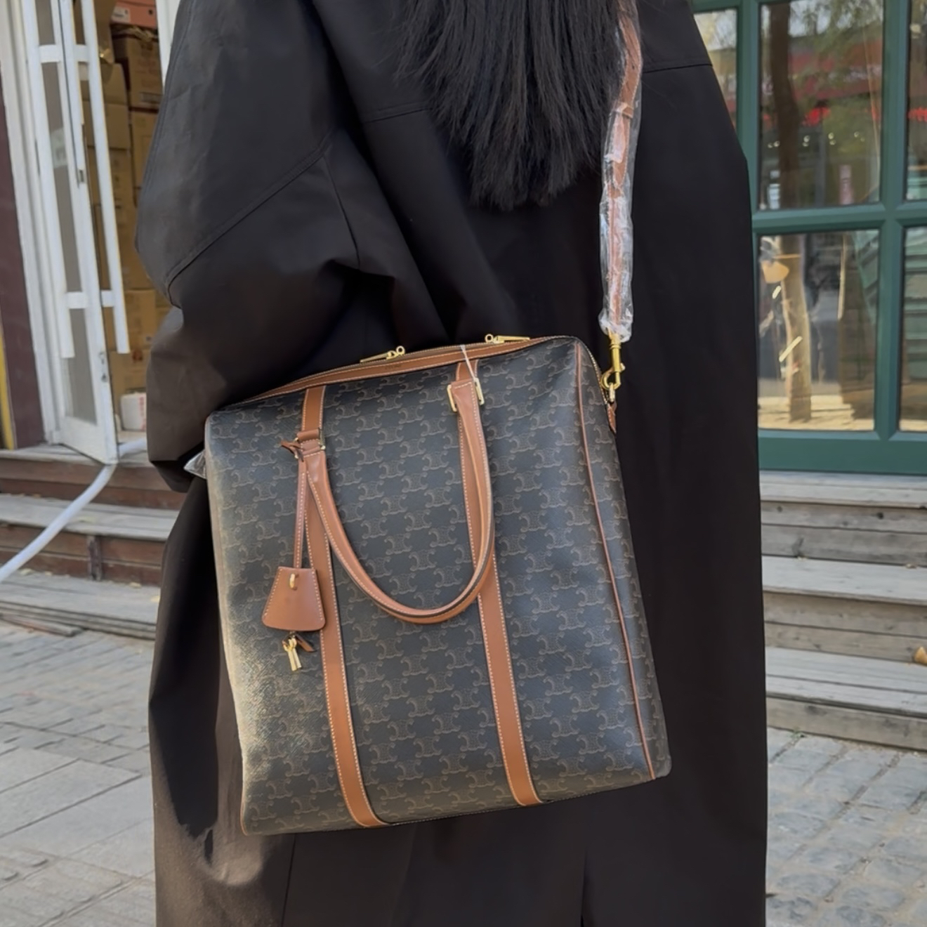 95新 Celine/思琳 思琳 老花托特手提斜挎包