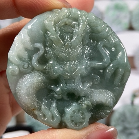 翡翠颈饰未镶嵌龙凤呈祥两面工福利