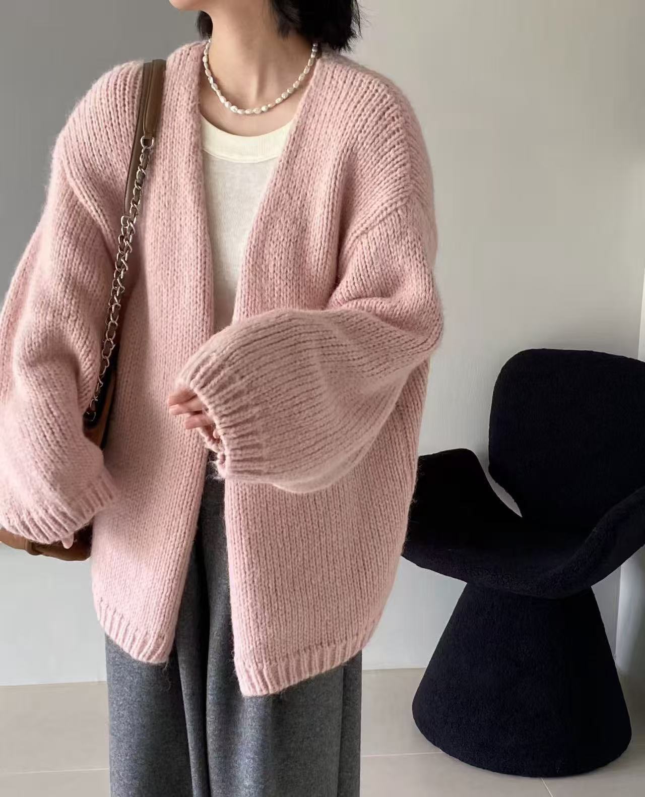 801-850大码时尚针织开衫百搭秋冬韩版厚款慵懒风时尚