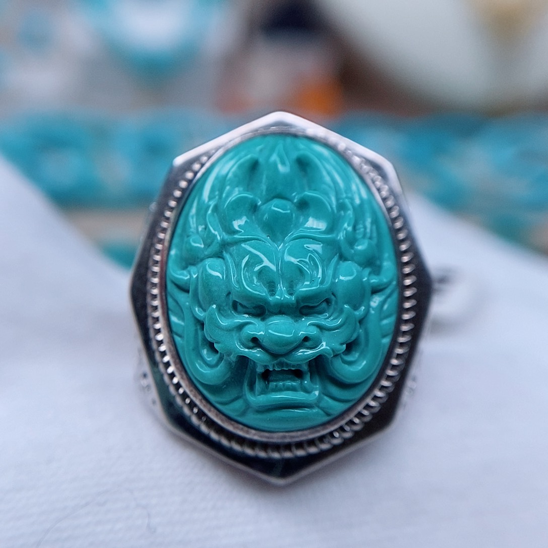 绿松石戒指银S925镶嵌