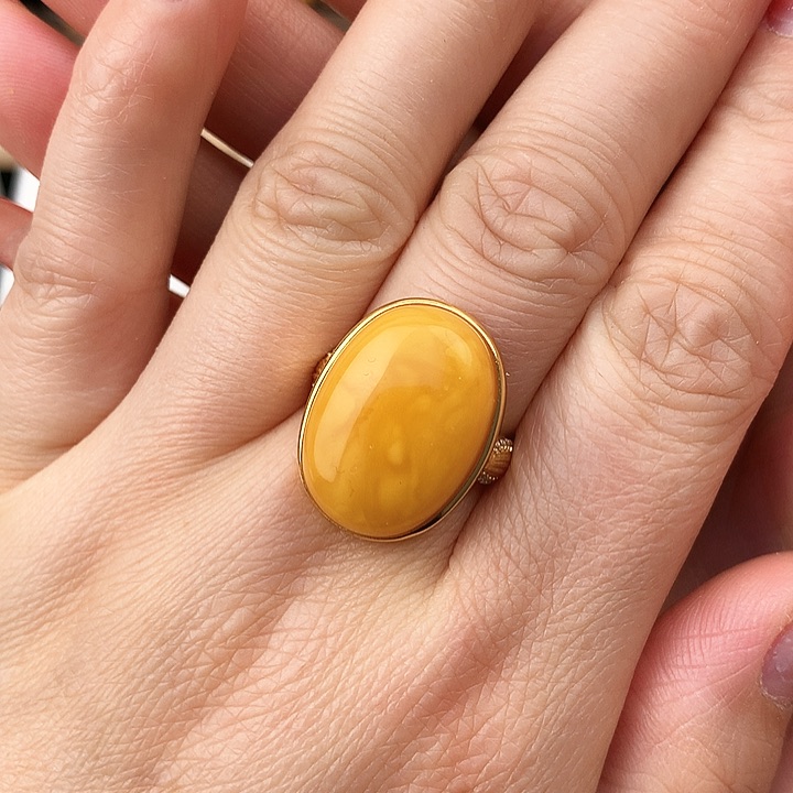 蜜蜡戒指银S925镶嵌戒指