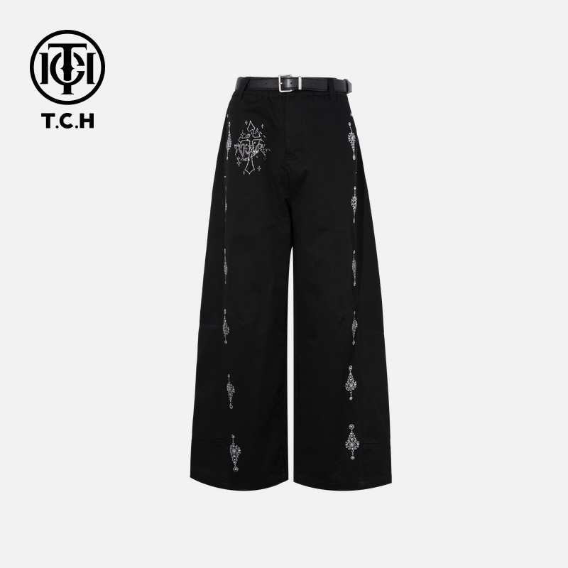 TCH私服烫钻工艺时尚休闲百搭秋款牛仔裤女T75C20E1033轻奢tch
