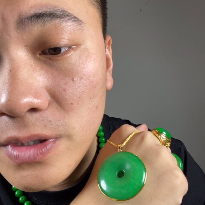 吊坠(赠链)未镶嵌翡翠高端时尚45mm平安扣