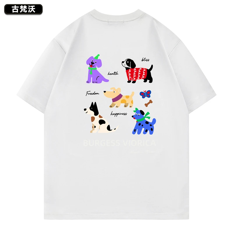 古梵沃2025痞帅T恤宽松美式大码圆领上衣男纯棉休闲夏季印花短袖