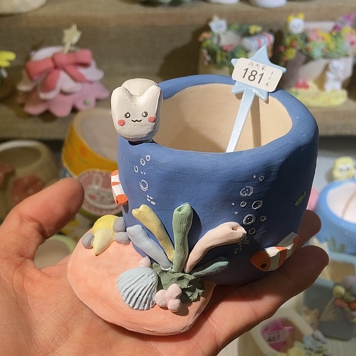 手工手绘盆 满29包邮181