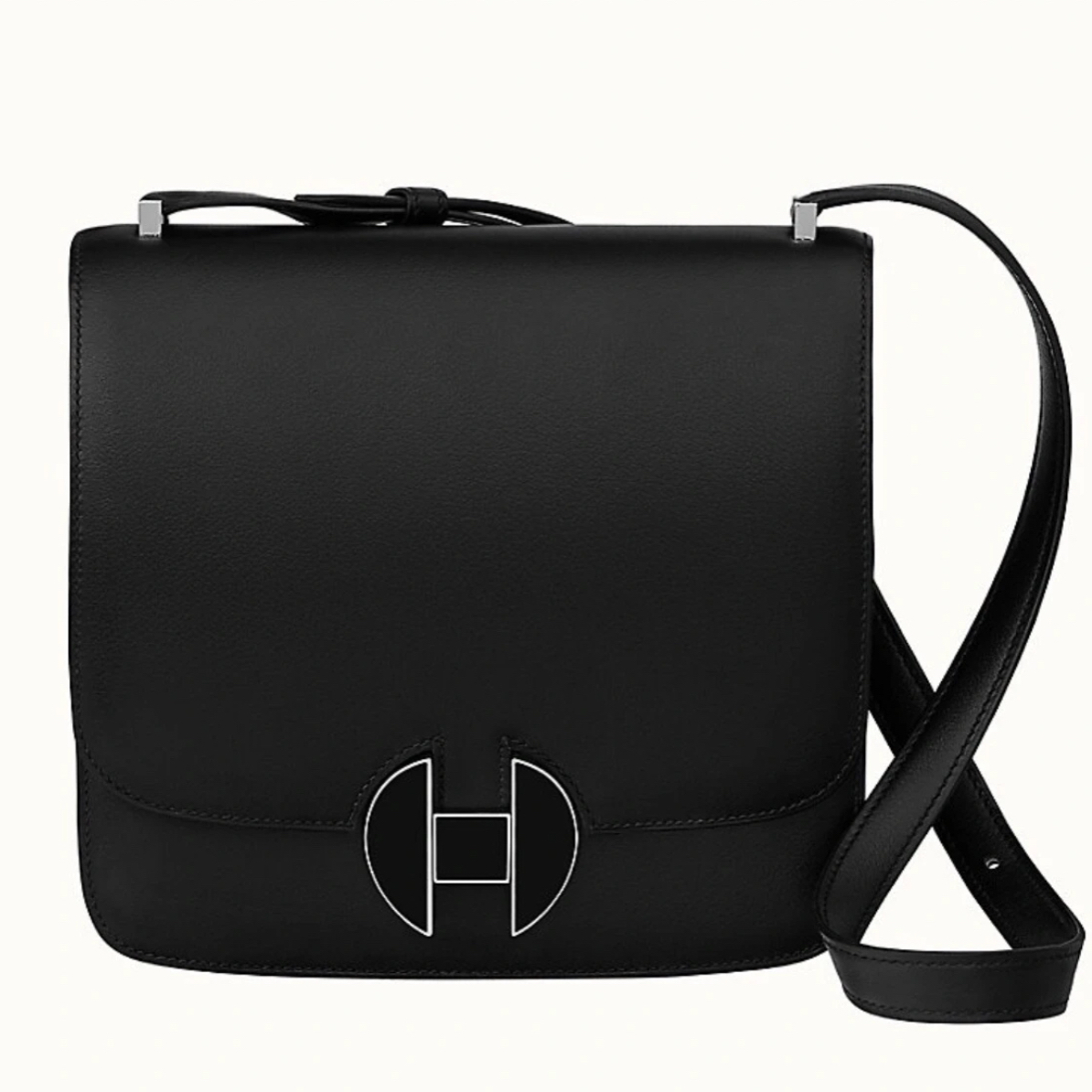 99新 Hermes/爱马仕 HZ爱马仕2002黑色珐琅扣D单肩包