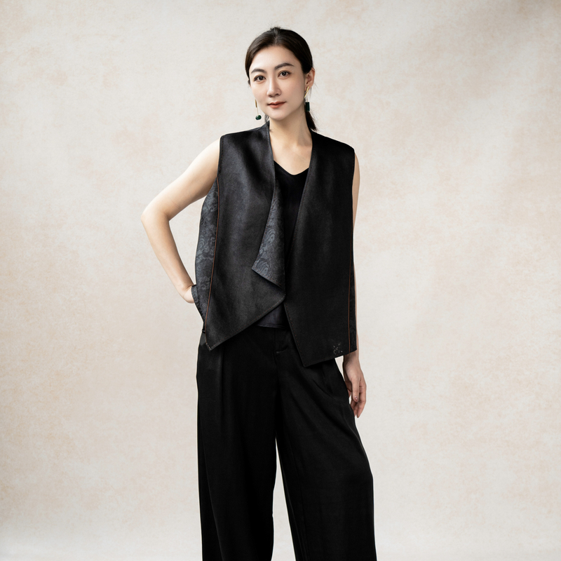 【栖香锦】素罗拼接太极纹四经绞罗 国风 秀款 马甲