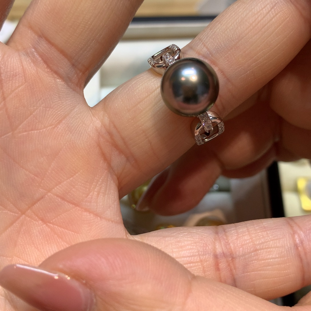海水珍珠戒指银S925镶嵌