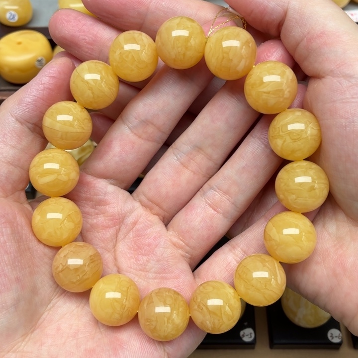 裸石蜜蜡未镶嵌蜜蜡16小+虎皮同料手串