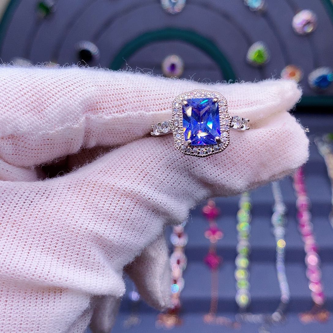 蓝宝石戒指银S925镶嵌