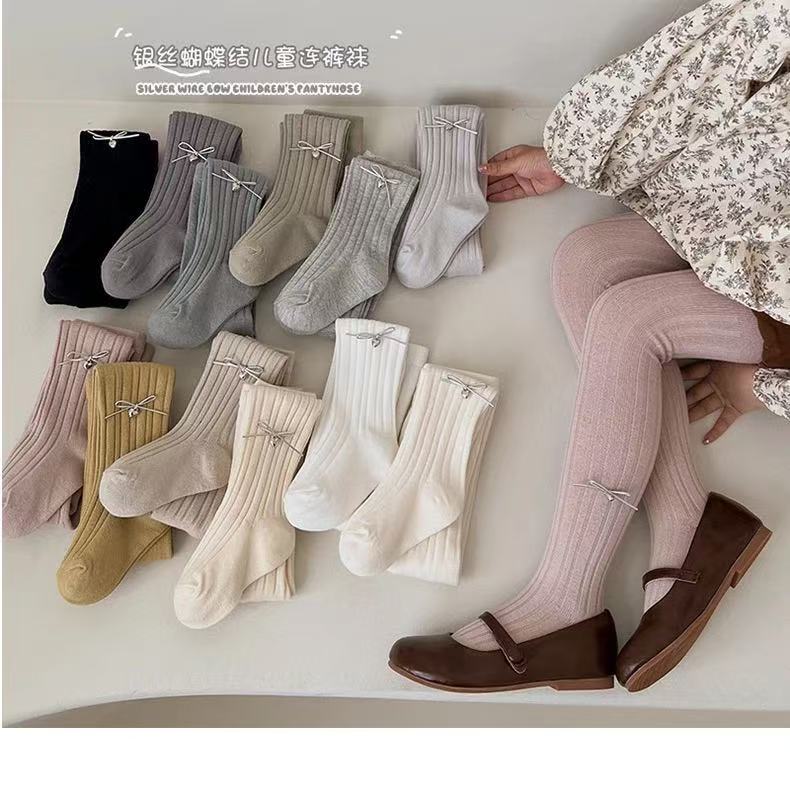 【lucky泡芙】敲百搭！2025秋冬款儿童打底裤针织女童连裤袜蝴蝶结袜