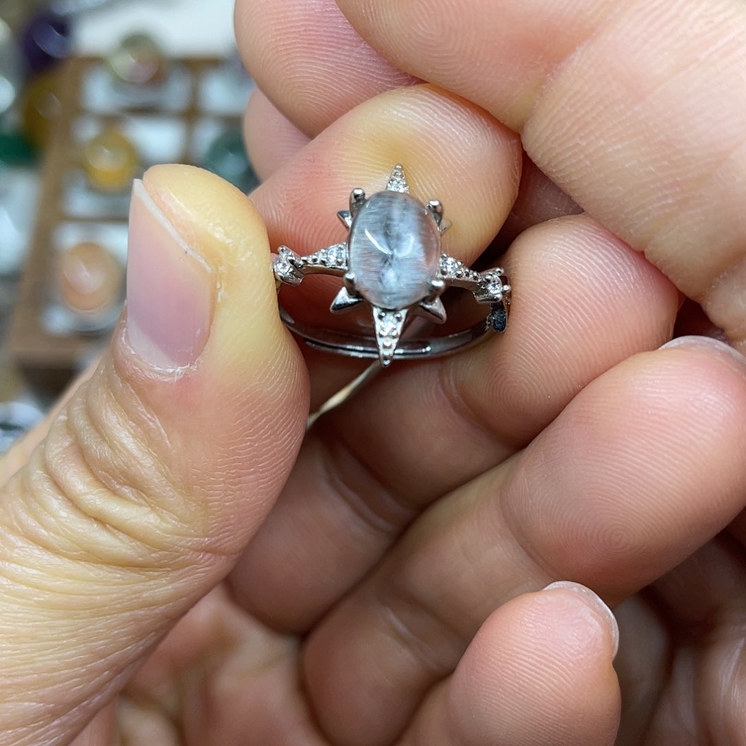 【闪购商品】银S925镶嵌珠宝半成品水晶戒指