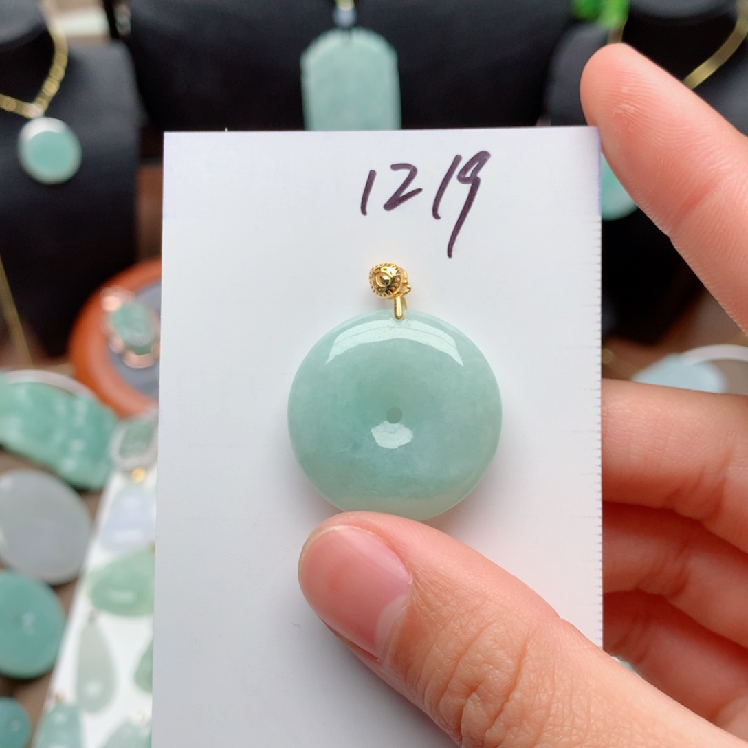 翡翠颈饰银S925镀金镶嵌吊坠