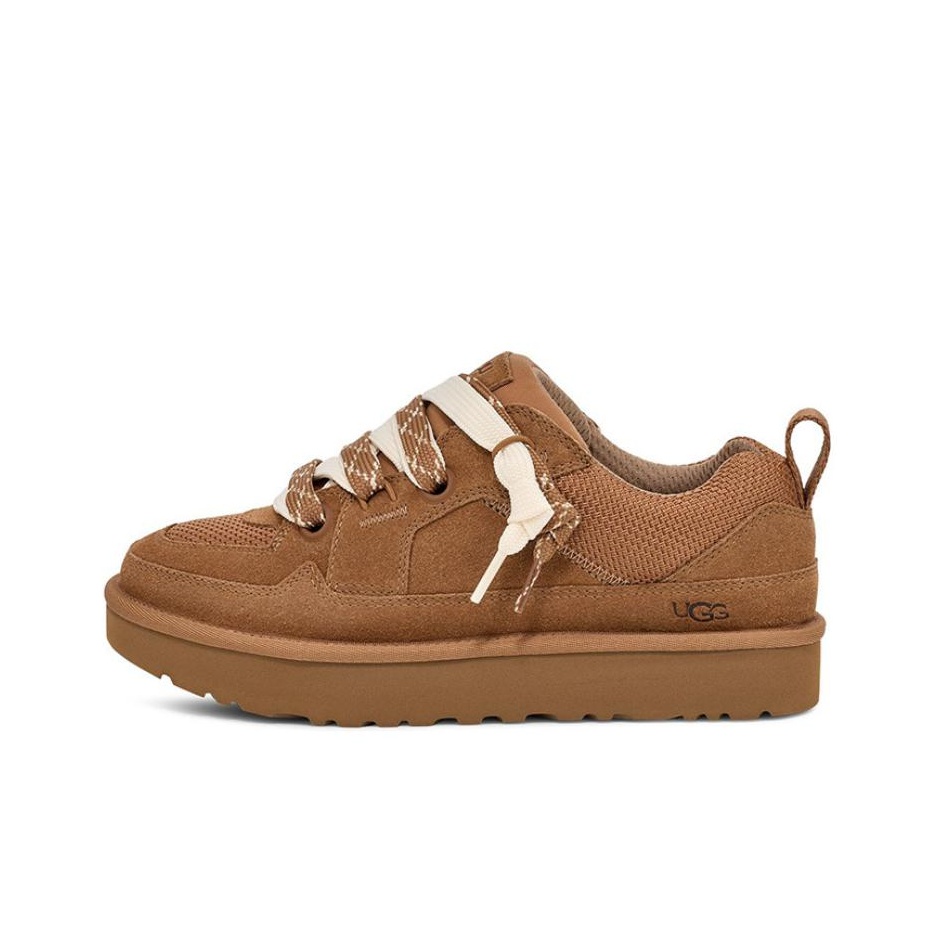 UGG 双色系带 梅尔 舒适百搭 防滑 低帮 毛毛鞋  栗色1168890-CHE