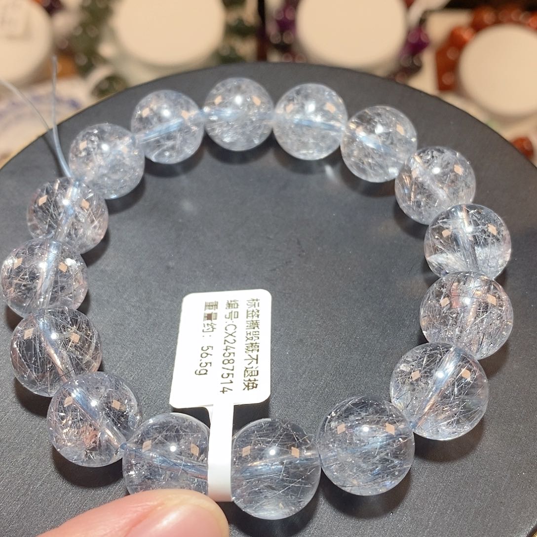 水晶手链未镶嵌F蓝兔毛13.5