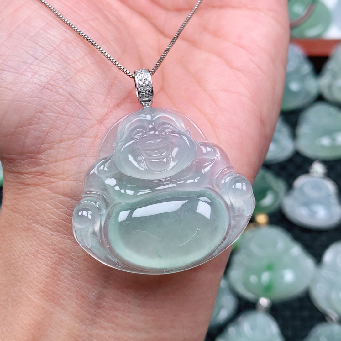 翡翠吊坠(不含链)18K金镶嵌