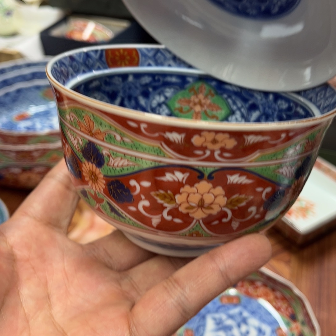 瓷片12,5cm库山染锦花鸟